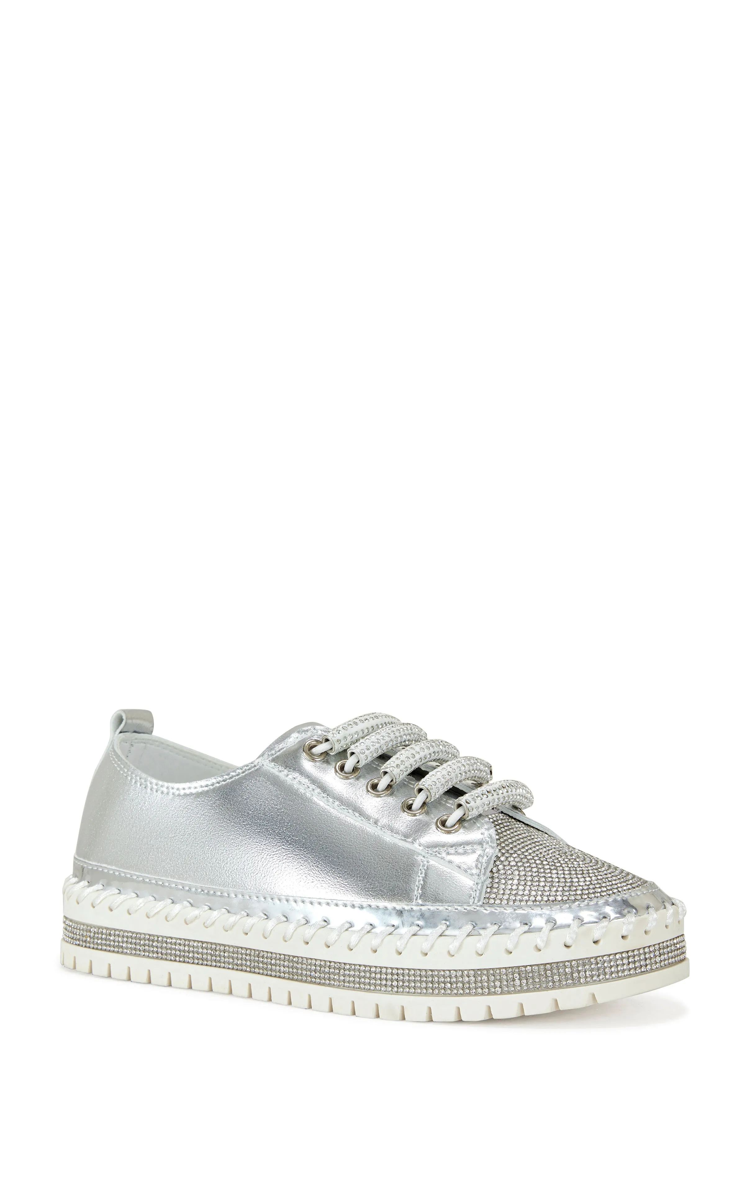 BOYANT-SILVER CRYSTAL EYELET SNEAKER