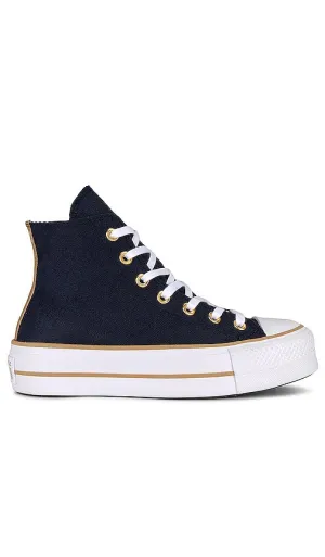 Converse Chuck Taylor All Star Lift Platform Herringbone Stripe Sneaker in Black