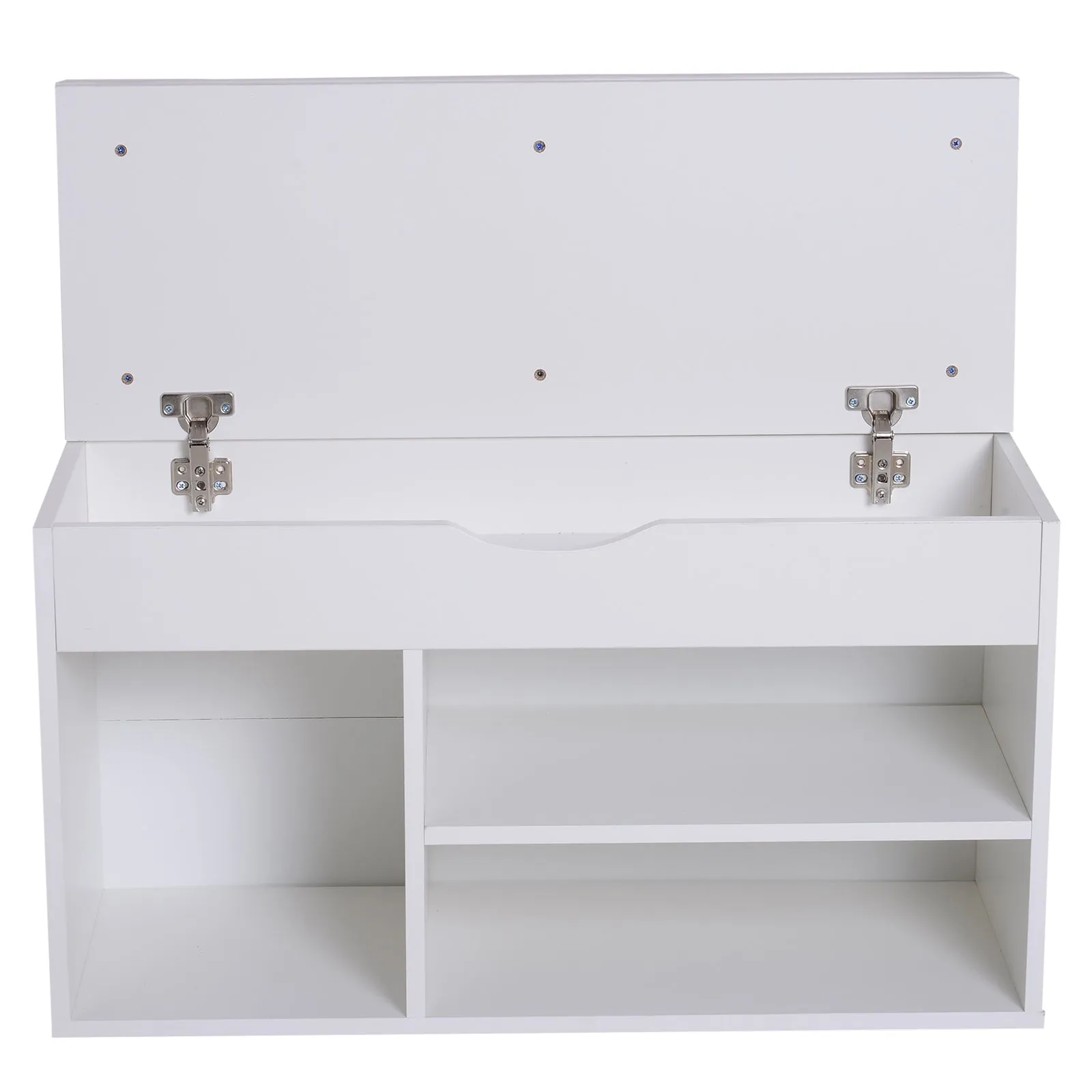 HOMCOM Wooden Shoes Rack Bench, Hidden Storage Padded Seat, Organiser Footwear Rack, Hallway, White, 80 x 30 x 47 cm