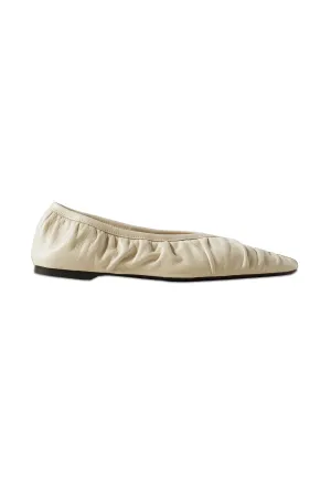 The Gathered Leather Ballet Flats