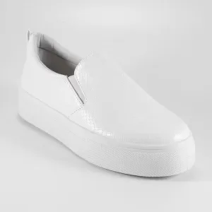 White Platform Snake Skin Sneaker